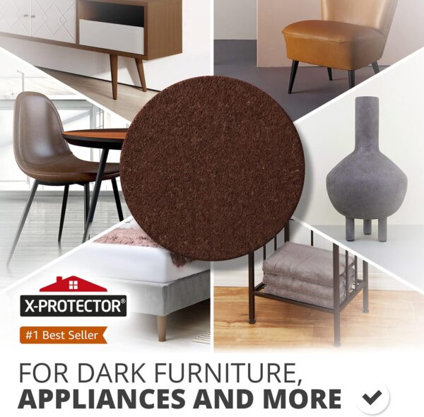 16 Heavy-Duty Felt Furniture Pads 2” 1/4” Thick X-Protector! Round Felt Pads for Furniture Feet - The Best Felt Floor Protectors for Furniture to Prevent Scratches. Protect Your Hard Floor! (Brown) - Image 2