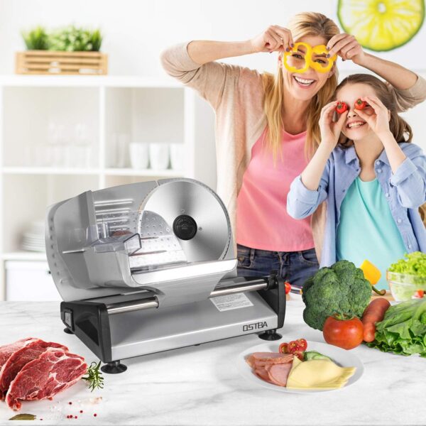 200W Electric Deli Meat Slicer, 7.5" Removable Stainless Steel Blade, Adjustable Thickness, Child Lock - For Home Use - Image 7