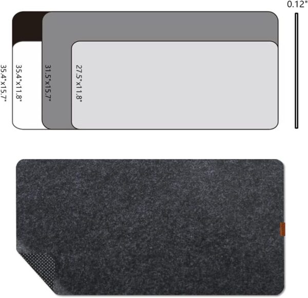 Felt Desk Mat,Non-Slip Mouse Pad,27.5"x11.8" Office Supplies Desk Protector, Desk Accessories for Home and Office (Light Gray) - Image 7