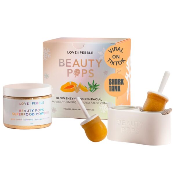 Beauty Pops by Love & Pebble- Turmeric Mask Glow Enzyme Icy Facial Kit| Viral On TikTok| As seen on Shark Tank beauty | Korean Face Mask Skincare made with turmeric, aloe, banana, papaya