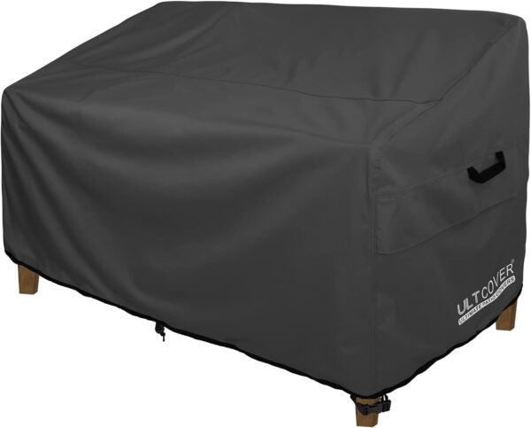 ULTCOVER Patio Furniture Sofa Cover 60W x 35D x 35H inch Waterproof Outdoor 2-Seater Loveseat Cover, Black