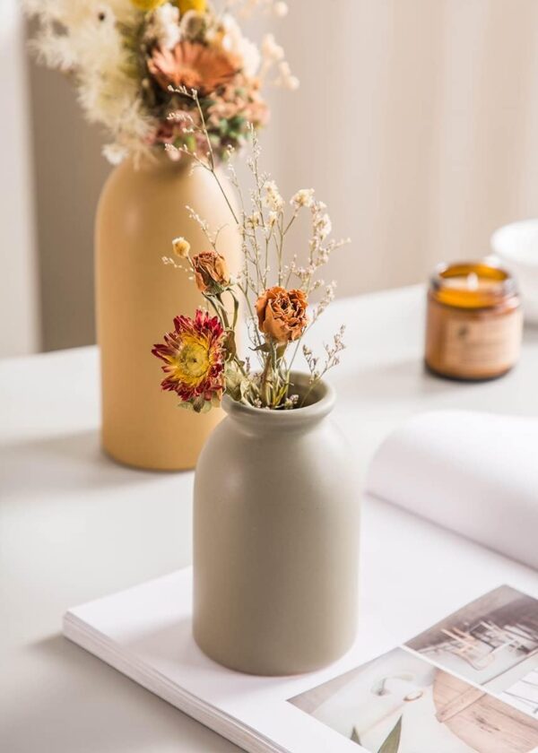 CWLWGO-Ceramic Matte Vase for Home Decor, Modern and Minimalist Decorative Vase Set. Farmhouse Living Room Tabletop, Bookshelf Decoration, Centerpiece Table Decor,Boho Decor.（Matte Multi）… - Image 3