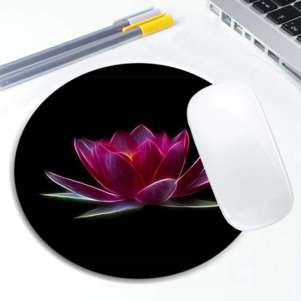 Lotus Flower Water Plant Mouse Pad Round Non-Slip Rubber Mousepad Laptop Office Computer Decor Cute Desk Accessories Customized Design Mouse Pad - Image 5