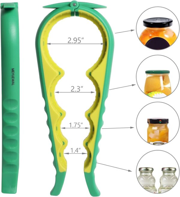 Jar Opener Bottle Opener for Weak Hands, 5 in 1 Multi Function Can Opener Bottle Opener Kit with Silicone Handle Easy to Use for Children, Elderly and Arthritis Sufferers (NEW GREEN) - Image 3