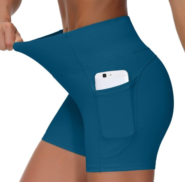 THE GYM PEOPLE High Waist Yoga Shorts for Women's Tummy Control Fitness Athletic Workout Running Shorts with Deep Pockets - Image 2