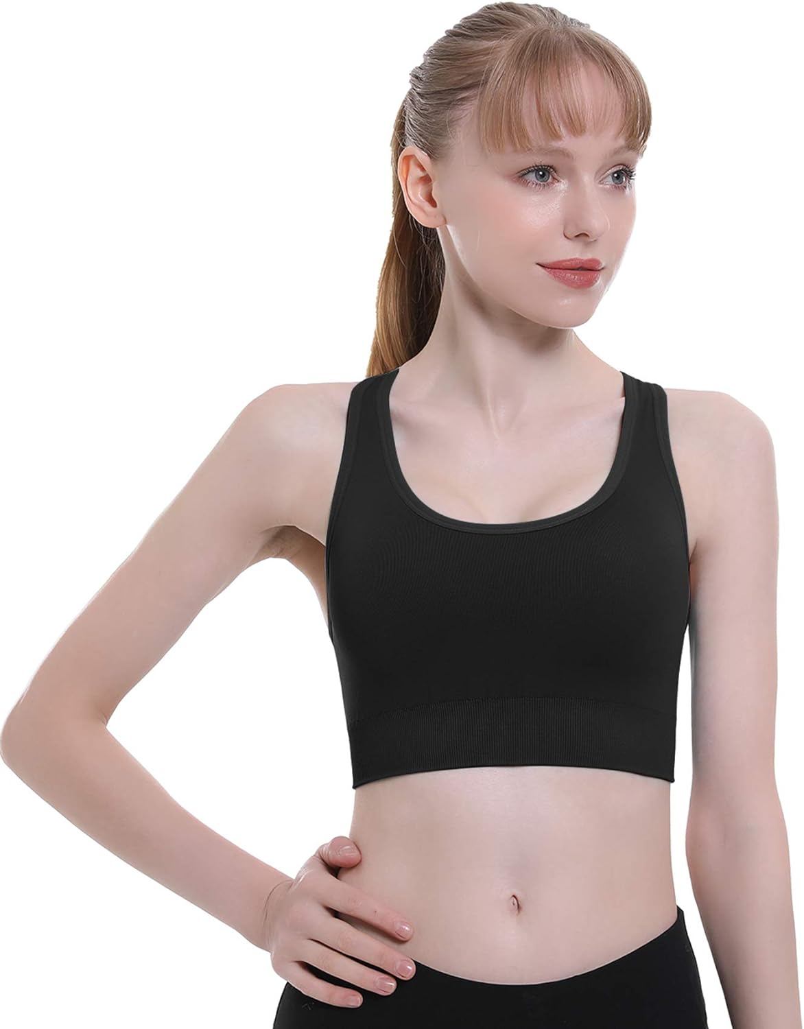 Double Couple Sports Bras for Women Padded High Impact Seamless Criss Cross Back Workout Tops Gym Activewear Bra - Image 8