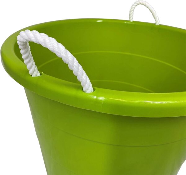 Homz 17 Gallon Indoor Outdoor Storage Bucket w/Rope Handles for Sports Equipment, Party Cooler, Gardening, Toys and Laundry, Bold Lime Green (2 Pack) - Image 6