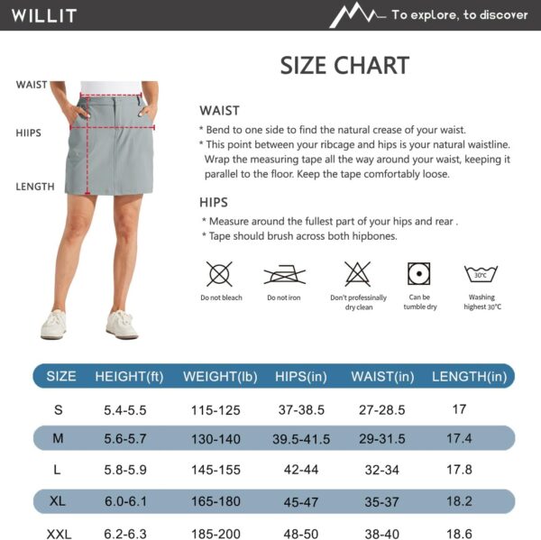 Willit Women's Skorts Golf Casual Skort Skirts UPF 50+ Quick Dry Zip Pockets Outdoor Hiking - Image 7