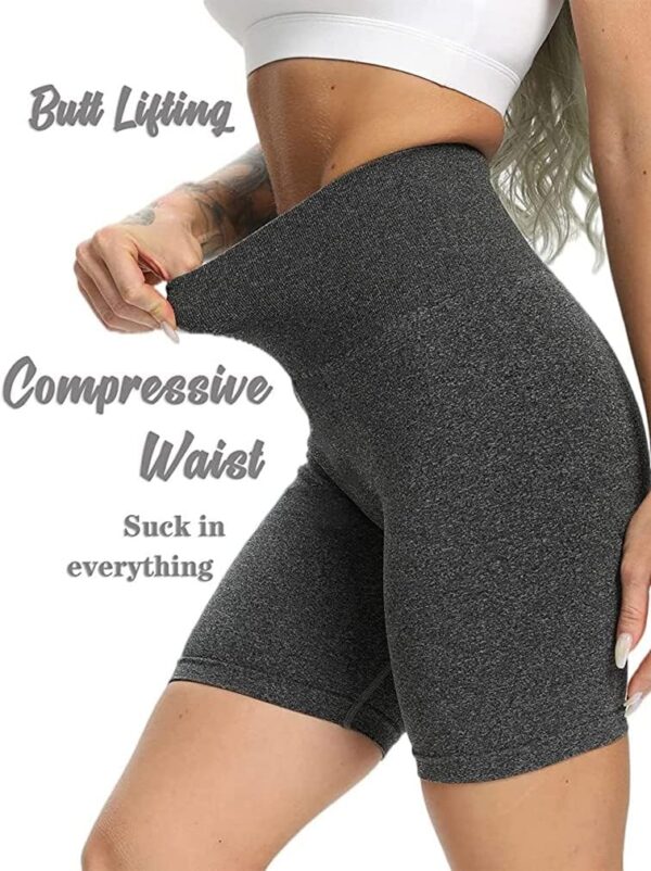 OQQ Women's 3 Piece High Waist Workout Shorts Butt Lifting Tummy Control Ruched Booty Smile Yoga Short Pants - Image 4