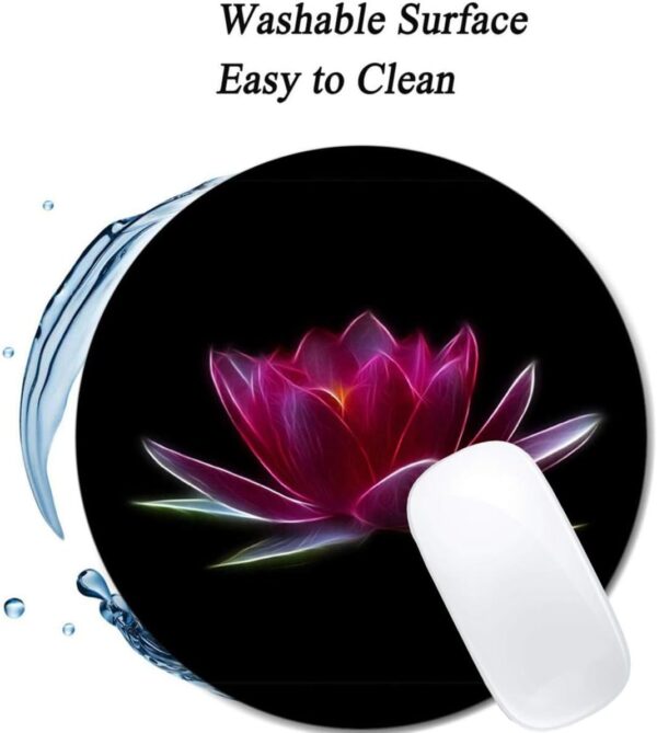 Lotus Flower Water Plant Mouse Pad Round Non-Slip Rubber Mousepad Laptop Office Computer Decor Cute Desk Accessories Customized Design Mouse Pad - Image 3