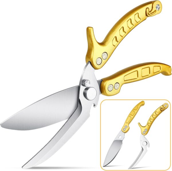 DRAGON RIOT Heavy Duty Poultry Shears - A Must Have Kitchen Shears for Chicken and Meat Cutting - Dishwasher Safe and Stainless Food Kitchen Scissors for Thanksgiving(Golden)