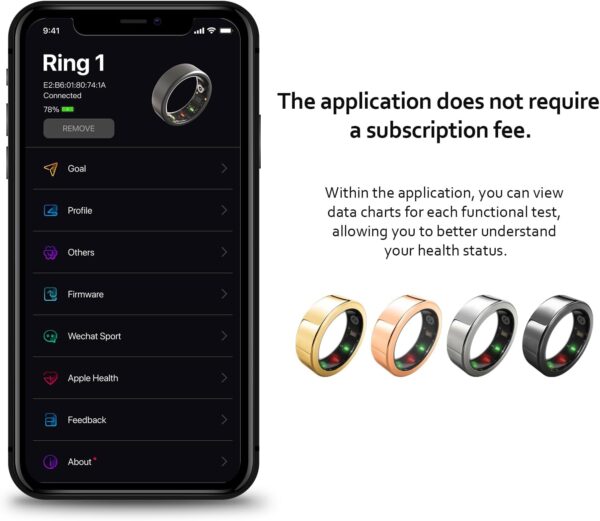 Smart Ring Health Tracker, Fitness Sleep Heart Rate Blood Oxygen Tracker Smart Ring, Water Resistant Bluetooth Fitness Tracker Rings - Image 4