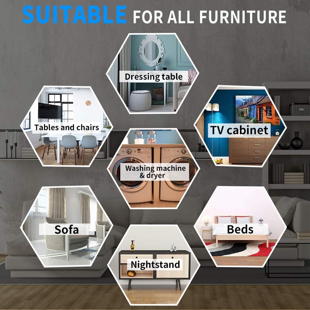 Kayzn Furniture Sliders Multi-Surface 2-in-1 Reusable Moving Pads for All Floor Types - 4 Pack 5" Carpet Sliders and 4 Hardwood Socks - Protect Floor and Easier to Move Your Furniture - Image 6