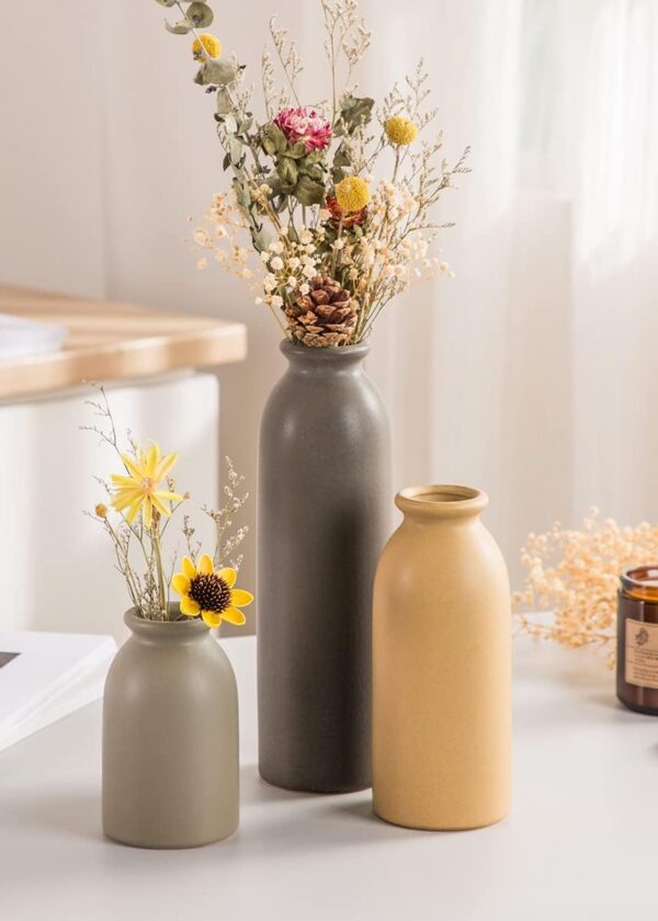 CWLWGO-Ceramic Matte Vase for Home Decor, Modern and Minimalist Decorative Vase Set. Farmhouse Living Room Tabletop, Bookshelf Decoration, Centerpiece Table Decor,Boho Decor.（Matte Multi）… - Image 4