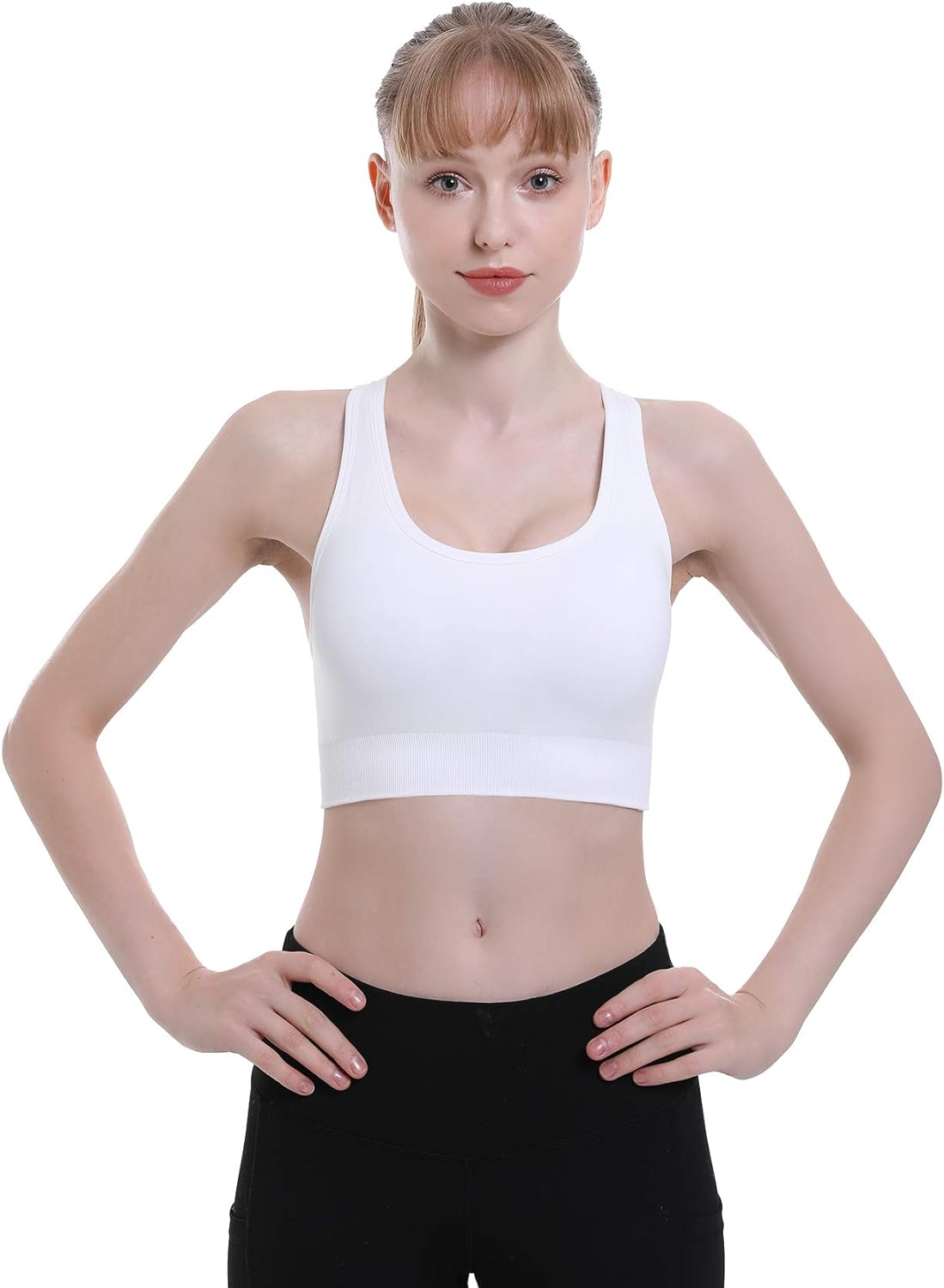 Double Couple Sports Bras for Women Padded High Impact Seamless Criss Cross Back Workout Tops Gym Activewear Bra - Image 4