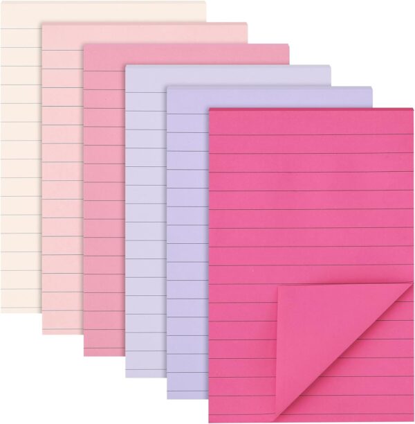 EOOUT Pink Sticky Notes, 4x6 Inches, 6 Pads, Fresh Colors, Lined Self-Stick Post, Strong Adhesive, Lavender Bliss, 270 Sheets