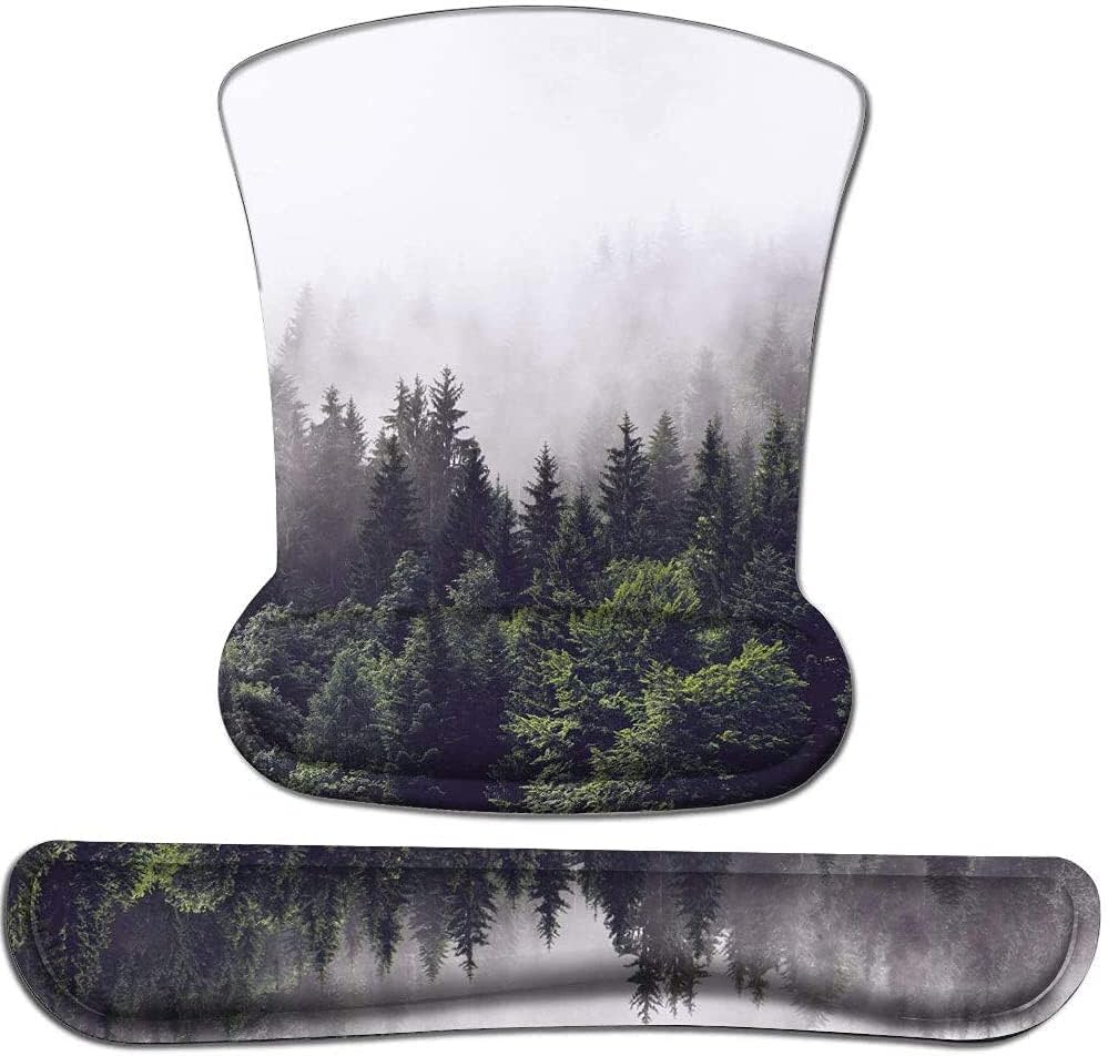 iCasso Keyboard Wrist Rest and Mouse Wrist Rest Pad, Made of Memory Foam, Ergonomic Support, Easy Typing and Relieve Wrist Pain, Perfect for Gaming, Computer, Office, Laptop (D-Forest)