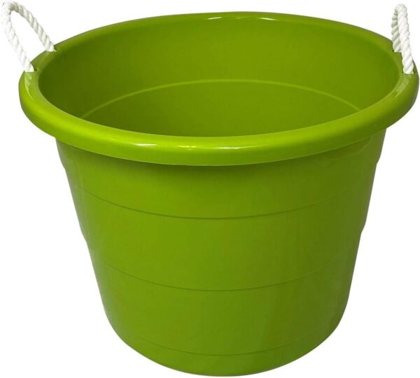 Homz 17 Gallon Indoor Outdoor Storage Bucket w/Rope Handles for Sports Equipment, Party Cooler, Gardening, Toys and Laundry, Bold Lime Green (2 Pack) - Image 4