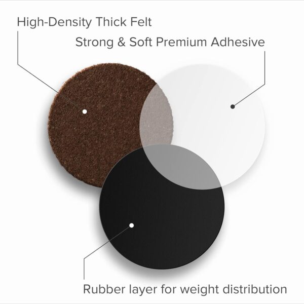 16 Heavy-Duty Felt Furniture Pads 2” 1/4” Thick X-Protector! Round Felt Pads for Furniture Feet - The Best Felt Floor Protectors for Furniture to Prevent Scratches. Protect Your Hard Floor! (Brown) - Image 4