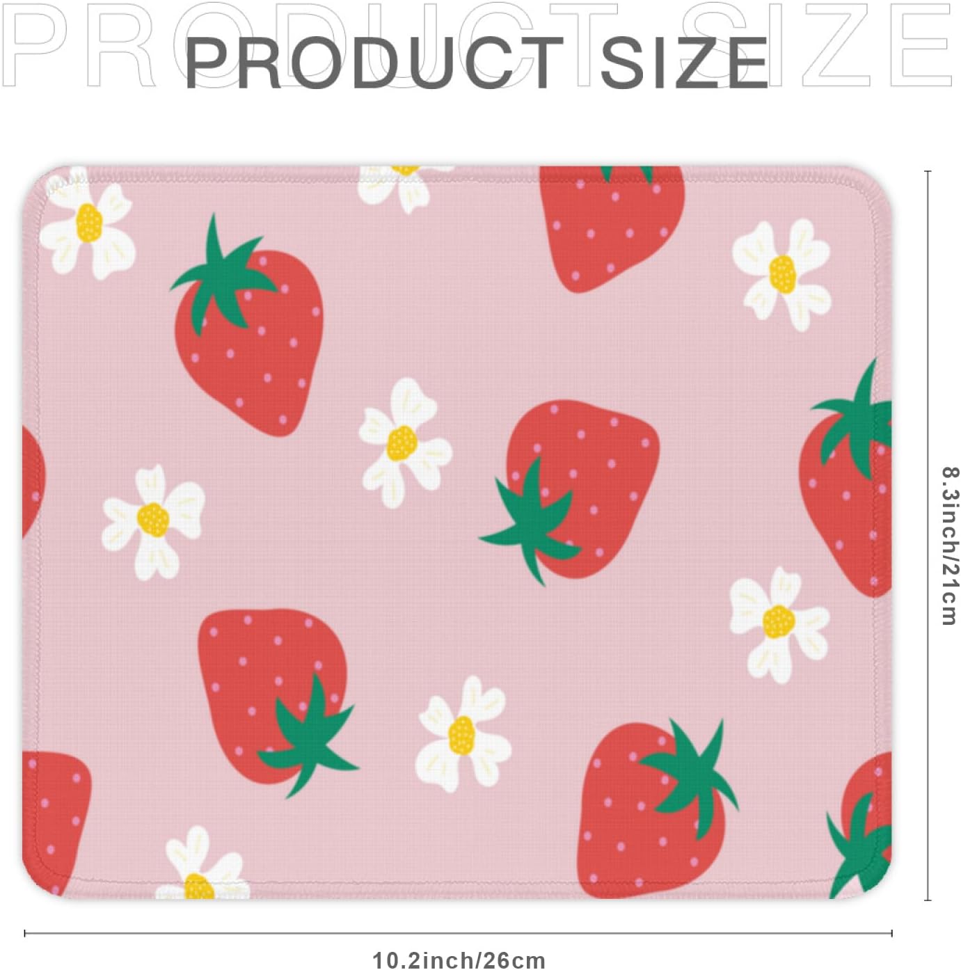 Pink Strawberry Square Mouse Pad, Cute Small Mouse Pads for Desk Wireless Mouse, Stitched Edge Mousepad Non-Slip Rubber Base Gaming Mouse Mat for Computer Laptop Home Office Decor Women, 10.2X8.3In - Image 7