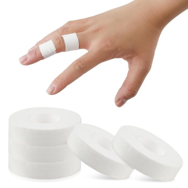 COMNICO Finger Tape, White Extra Strong 0.6-Inch x 32-feet Athletic Tape for Fingers Feet Sweat Volleyball Finger Tape for Outdoor Sports Climbing Football (5)