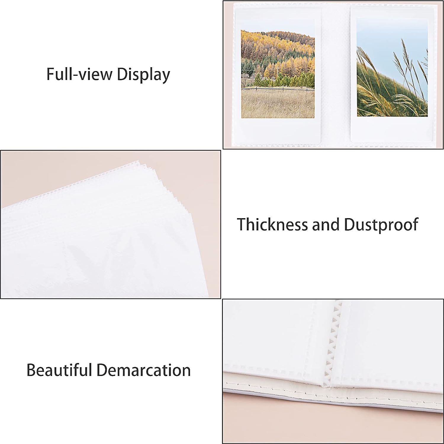 Hapeper 128 Pockets Photo Album Compatible with Fujifilm Instax Mini 12 11 9 8 90 70 40 Instant Camera Films and 2x3 Inch Photo Paper (White) - Image 5