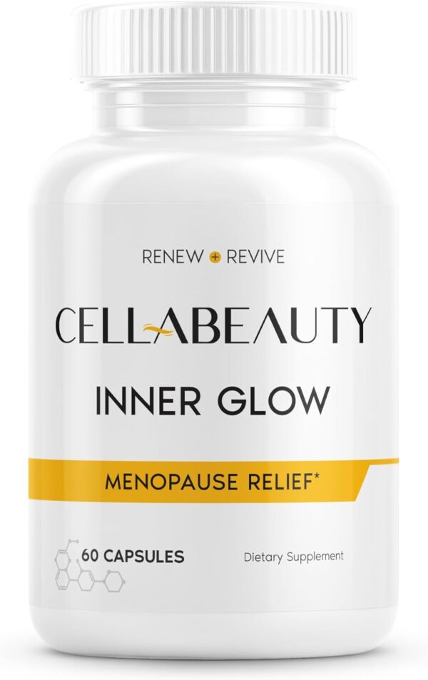 Cellabeauty Inner Glow Menopause Supplement for Women - Menopause Support with Probiotic Digestive Enzymes, Red Clover Extract and Curcuminoids - Helps Reduce Night Sweats and Hot Flashes