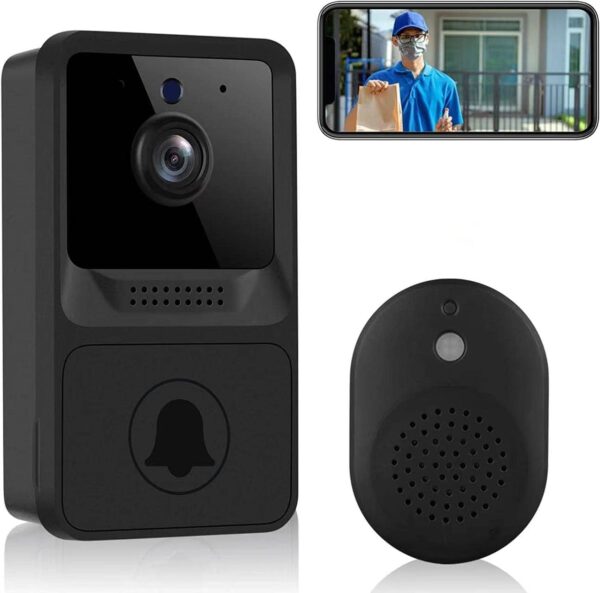 Doorbell Camera Wireless with Chime,WiFi Video Doorbell for Home,Indoor,Outdoor,Surveillance, 2-Way Audio, Night Vision,Cloud Storage, Photo Capture (Dark Black)