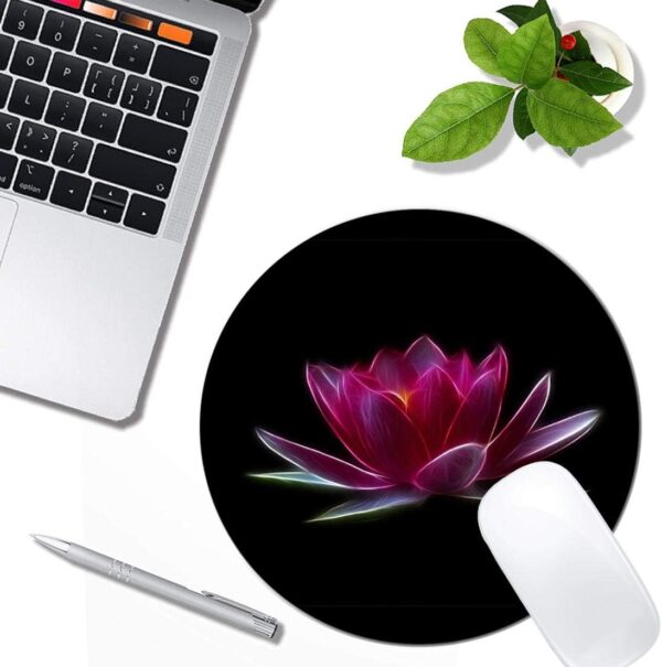 Lotus Flower Water Plant Mouse Pad Round Non-Slip Rubber Mousepad Laptop Office Computer Decor Cute Desk Accessories Customized Design Mouse Pad - Image 4