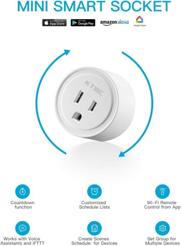 Smart plug 4 Packs, KTMC Mini Wifi Outlet Compatible with Alexa, Google Home, No Hub Required, Remote Control Your Home Appliances from Anywhere, ETL Certified - Image 3