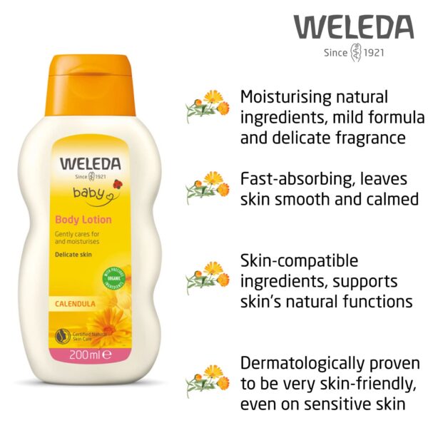 Weleda Baby Calendula Comforting Body Lotion, Plant Rich Moisturizer with Calendula, Chamomile, Sweet Almond and Sesame Oils, 6.8 Fl Oz - Image 4