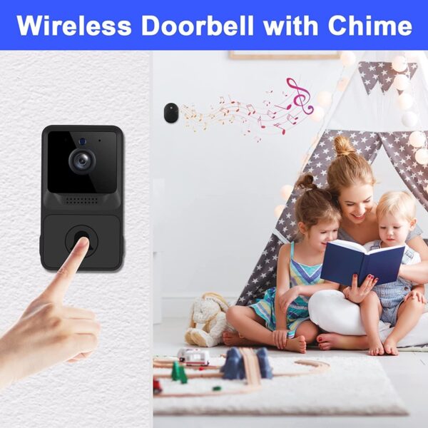 Doorbell Camera Wireless with Chime,WiFi Video Doorbell for Home,Indoor,Outdoor,Surveillance, 2-Way Audio, Night Vision,Cloud Storage, Photo Capture (Dark Black) - Image 4