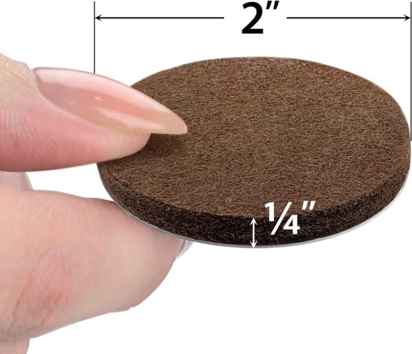 16 Heavy-Duty Felt Furniture Pads 2” 1/4” Thick X-Protector! Round Felt Pads for Furniture Feet - The Best Felt Floor Protectors for Furniture to Prevent Scratches. Protect Your Hard Floor! (Brown) - Image 3