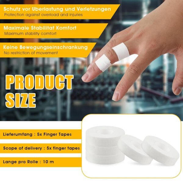 COMNICO Finger Tape, White Extra Strong 0.6-Inch x 32-feet Athletic Tape for Fingers Feet Sweat Volleyball Finger Tape for Outdoor Sports Climbing Football (5) - Image 3