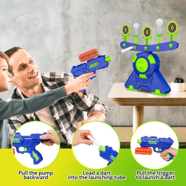 GMAOPHY Shooting Games Toy Gift for Age 5, 6, 7, 8, 9, 10+ Years Old Kids, Glow in The Dark Boy Toy Floating Ball Targets with Foam Dart Toy Blaster, 10 Balls 5 Targets - Image 4