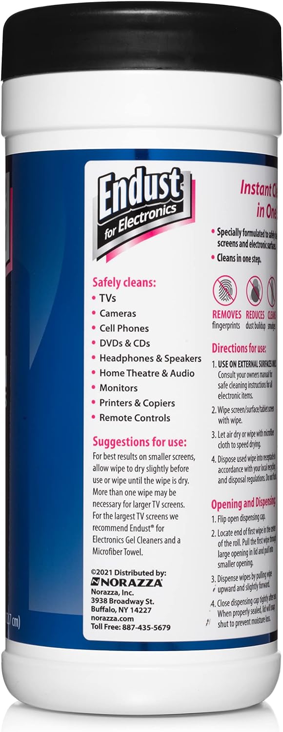 Endust for Electronics; Screen & Surface Cleaning Wipes, Great LCD and Plasma Wipes, 70 Wipes (11506) - Image 2