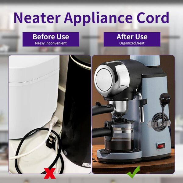 8PCS Clear Upgraded Cord Organizer for Steam Iron, Kitchen Appliance Cord Winder, Cord Holder Cord Wrapper for Appliances Stick on Pressure Cooker, Mixer, Blender with 8PCS Kitchen Appliance Slider - Image 3