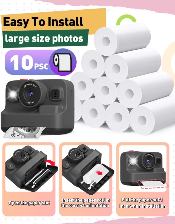 Yehtta 10 Rolls Kids Instant Camera Print Paper, Photo Printer Thermal Paper Rolls, BPA Free, Refill Replace Camera Instant Printer Paper for Most Kids Instant Camera - Image 6