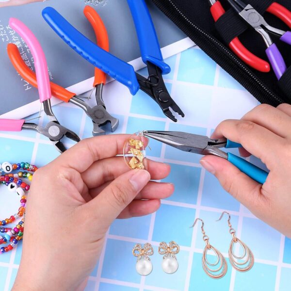 Jewelry Pliers, Acejoz 6pcs Jewelry Making Tools Kit Includs Needle Round Nose Pliers, Wire Cutters, Crimping Pliers, Bent Nose Pliers, End Nippers for Beading Craft - Image 7