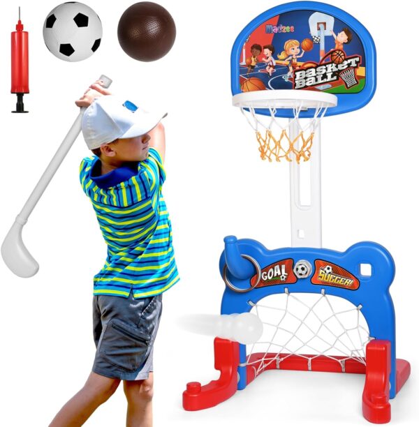 Madzee 4-in-1 Kids Sports Center, Basketball, Soccer, Hockey, Ring Toss Game Playset, Indoor and Outdoor Sports Center for Toddlers - Image 7