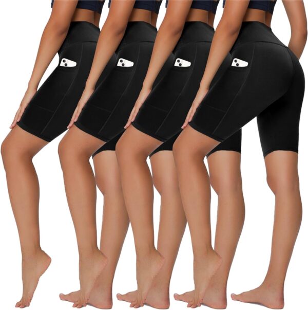 Sundwudu 4 Pack Biker Shorts for Women - 5”/8” High Waist Tummy Control Summer Workout Shorts for Running Yoga Athletic