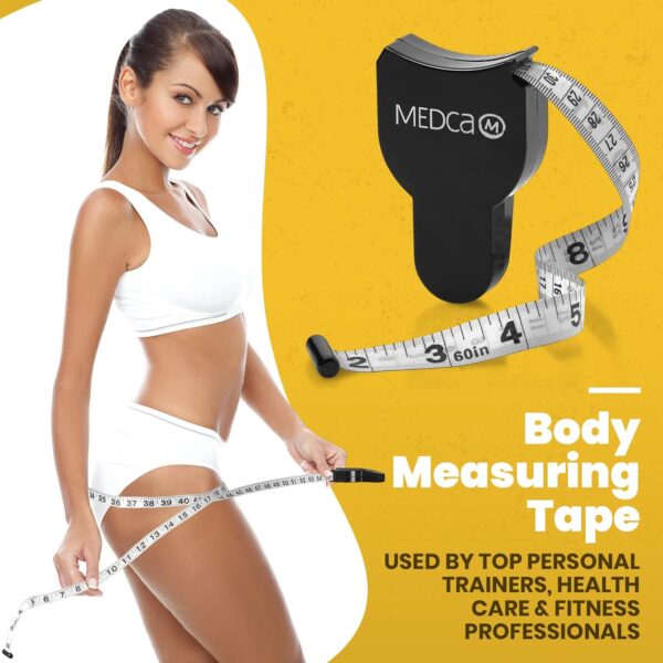 MEDca Body Fat Caliper and Measuring Tape for Body - Skinfold Calipers and Body Fat Tape Measure Tool for Accurately Measuring BMI Skin Fold Fitness and Weight-Loss, (Black) - Image 9