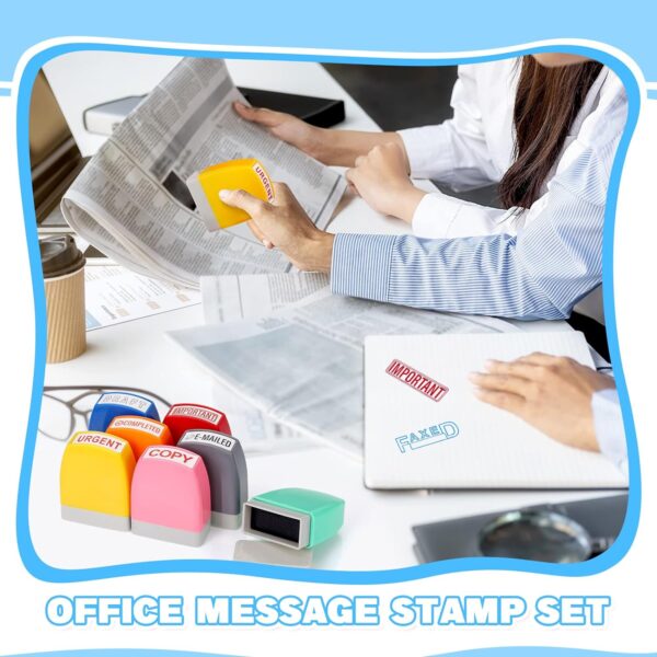 Crtiin 16 Pcs Office Stamp Set Message Self Inking Rubber Stamp Set for Office Stamps Completed Faxed Scanned Stamps for Office Message Supplies (Mixed Colors) - Image 5