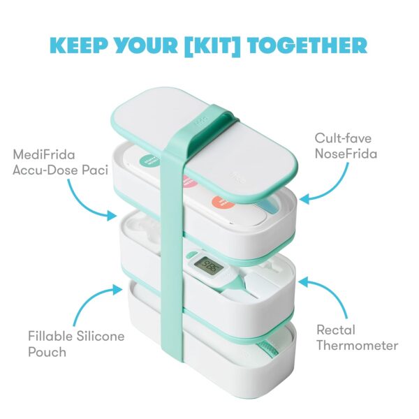 Frida Baby Mobile Medicine Cabinet Travel Kit | Baby Essentials Gift Set Includes NoseFrida Snotsucker, Rectal Thermometer, MediFrida Medicine Dispenser with Portable Carrying Case - Image 2