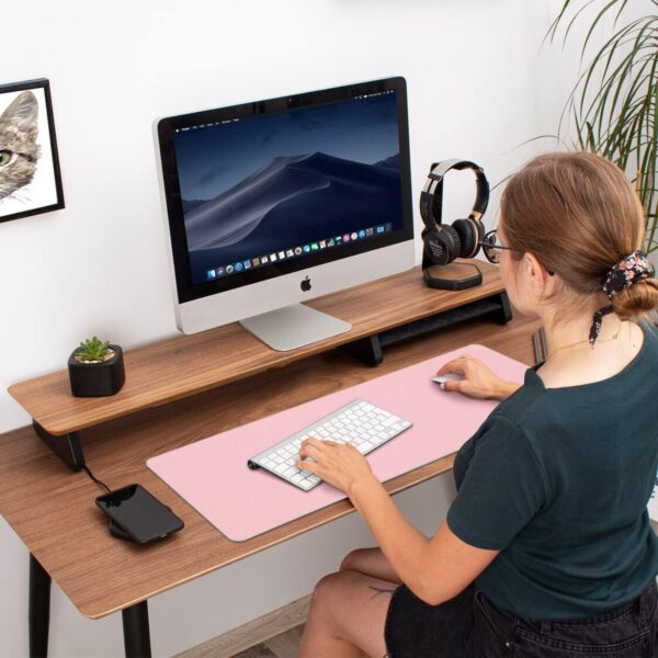 Aothia Double-Sided Desk Pad, Large Mouse Pad, Office Desk Mat, Non-Slip PU Leather Desk Blotter, Laptop Desk Pad, Waterproof Desk Writing Pad for Office and Home(Pink, 23.6" x 13.7") - Image 5