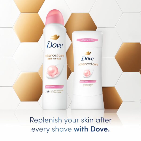 Dove Advanced Care Antiperspirant Deodorant Stick Beauty Finish 4 Count for helping your skin barrier repair after shaving 2.6 oz - Image 7