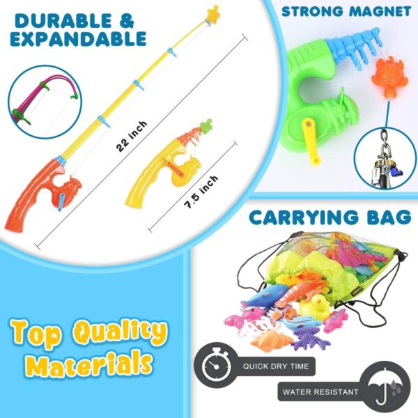 Goody King Magnetic Fishing Game Pool Toys for Kids - Bath Outdoor Indoor Carnival Party Water Table Fish Toys for Kids Age 3 4 5 6 Years Old 2 Players Gift (Large) - Image 4