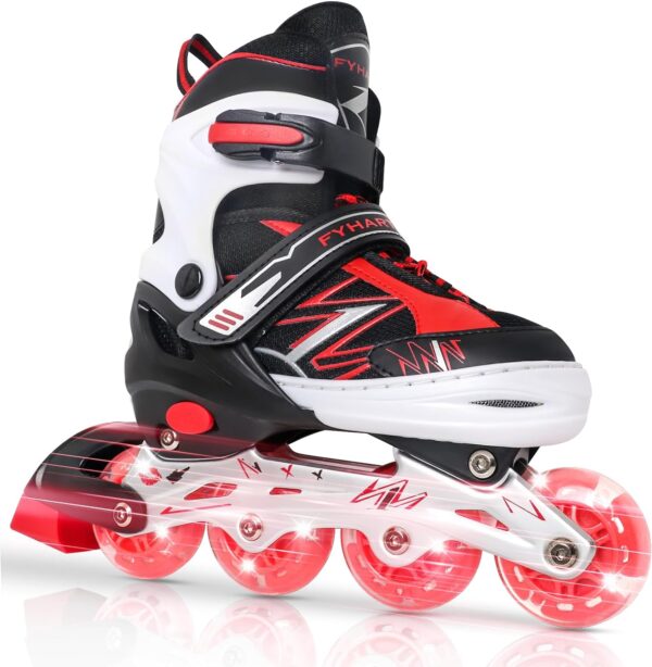 LEJIJIT Adjustable Inline Skates for Kids Girls Boys Children Beginners, Inline Roller Skates with Light Up Wheels for Kids and Youth for Indoor Outdoor Sports