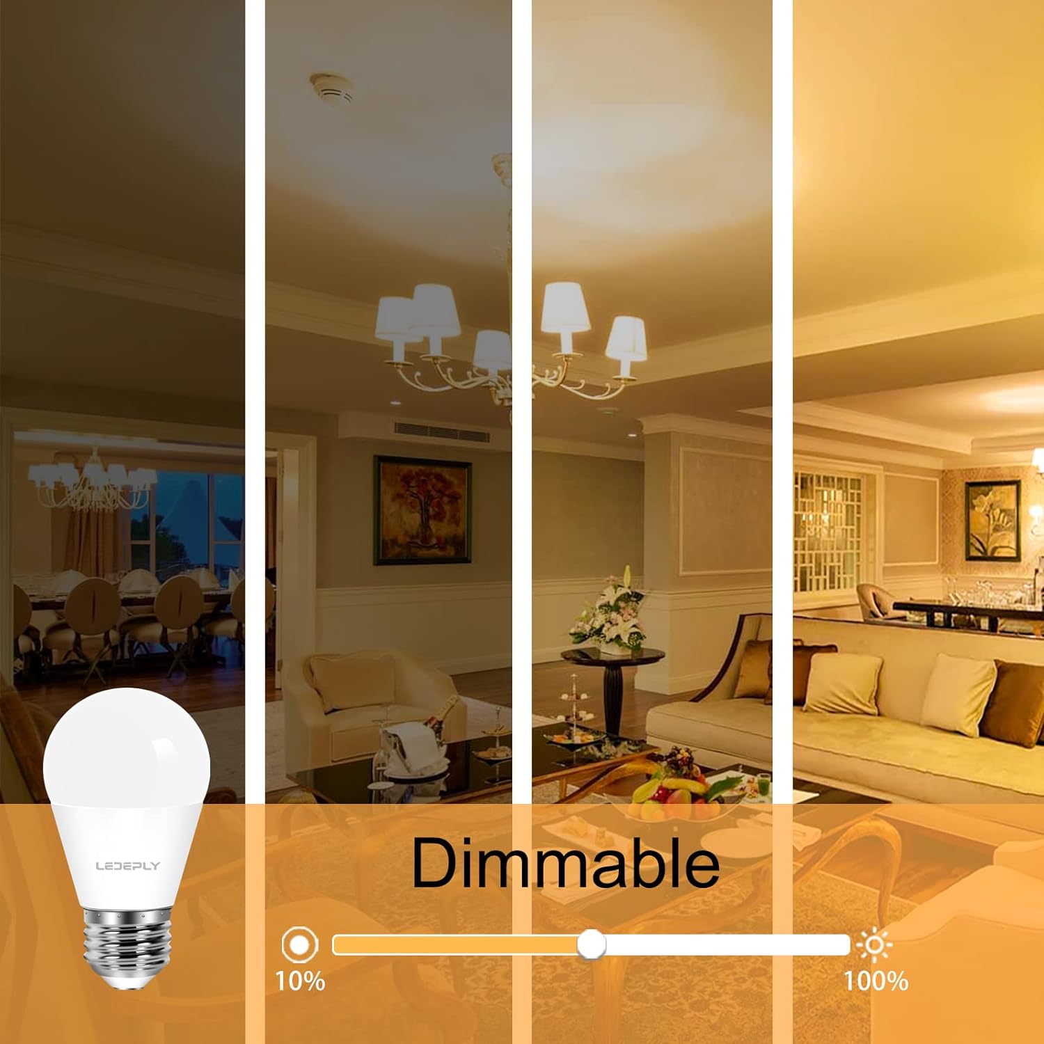 LEDEPLY A15 LED Bulb, E26 Base Light Bulb, Dimmable, 5.5W=40W, 500LM, Warm White 2700K, LED Light Bulb, Home Appliance Bulb, 6 Pack - Image 4