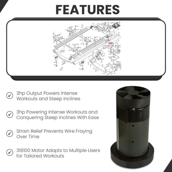 Icon Health & Fitness, Inc. DC Drive Motor 3hp 339949 or 409823 or 405661 L-405560 or f-318100 Works W ProForm Power 795 Nordictrack c900i Treadmill - Image 5